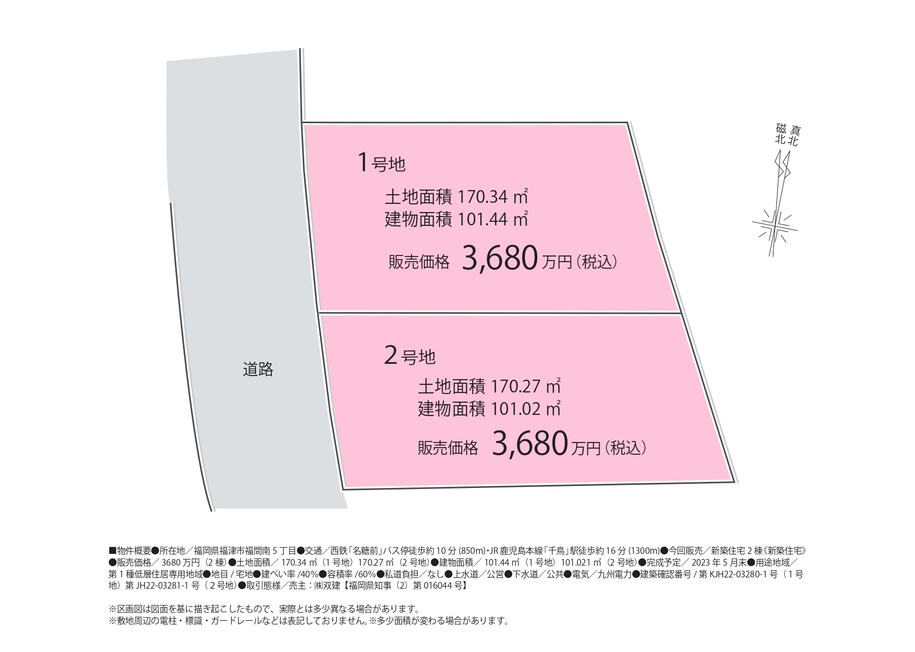 福津市福間南5丁目　新築戸建2棟